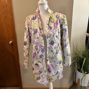 Chadwicks Y2K Floral Paisley Jacket WomensSize 10 Retro Button Front Long Blazer